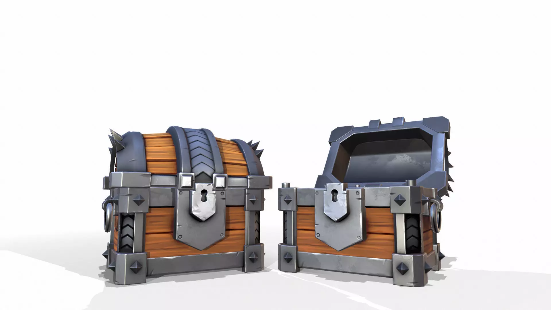 Sturdy Toon Reinforced Treasure Chest - PBR Low-poly 3D model_0
