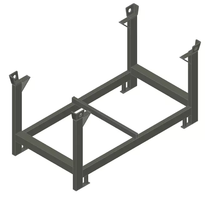 Container steel frame with two legs 3D model_0