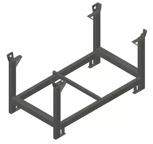 Container steel frame with two legs 3D model