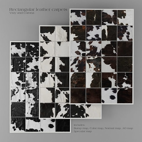 Carpet Pack 6 Rectangular Leather Carpets 3D model