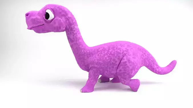 Rigged and Animated Cartoon Dinosaur 3D model