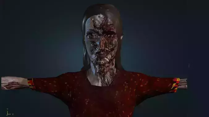Zumbi Feminina Modelo 2 Low-poly 3D model