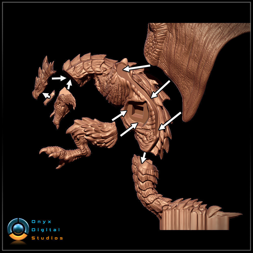 Monster Hunter - Rathalos - 3d printable Diorama 3D print model_6