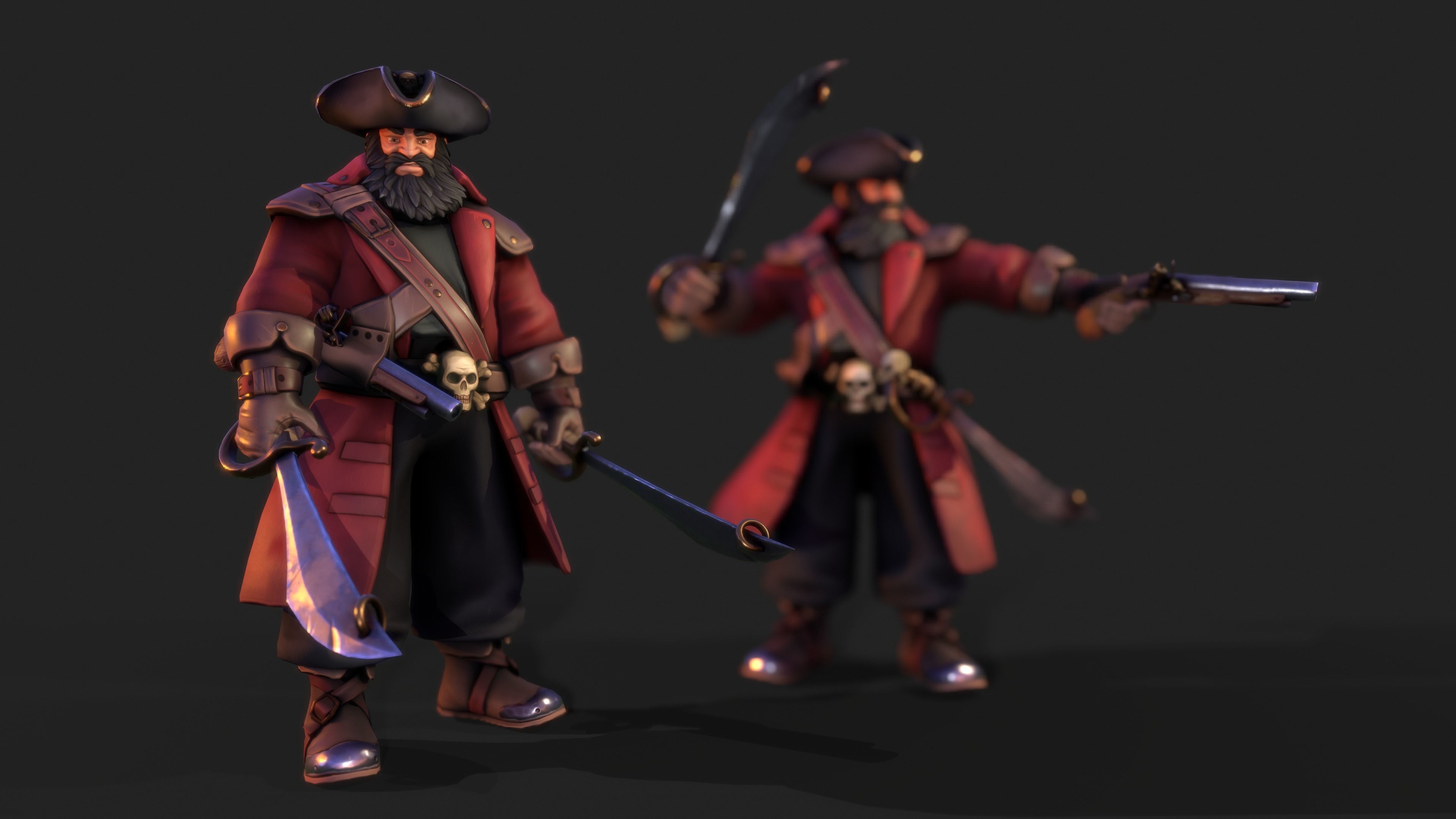 Pirate Captain PBR Low-poly 3D model_3