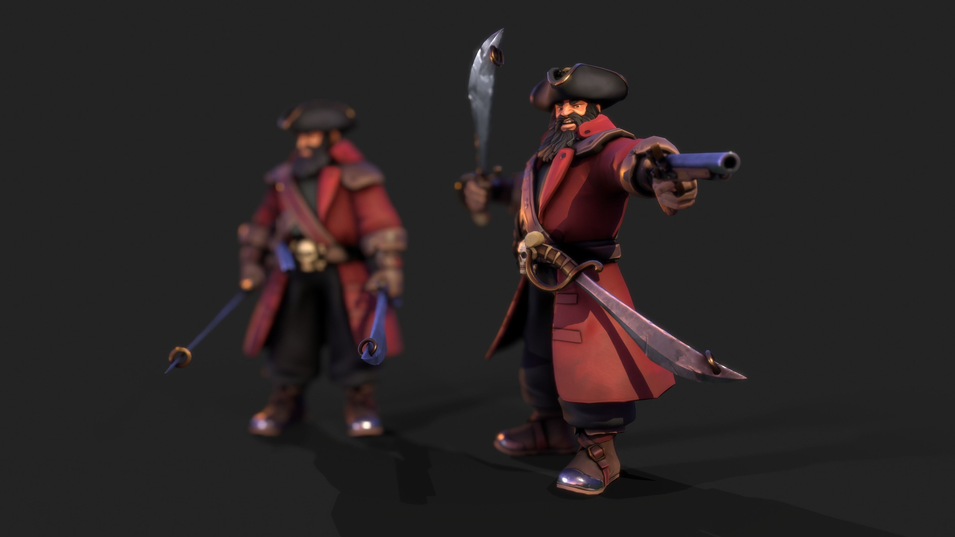Pirate Captain PBR Low-poly 3D model_4