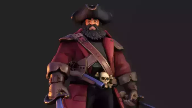 Pirate Captain PBR Low-poly 3D model