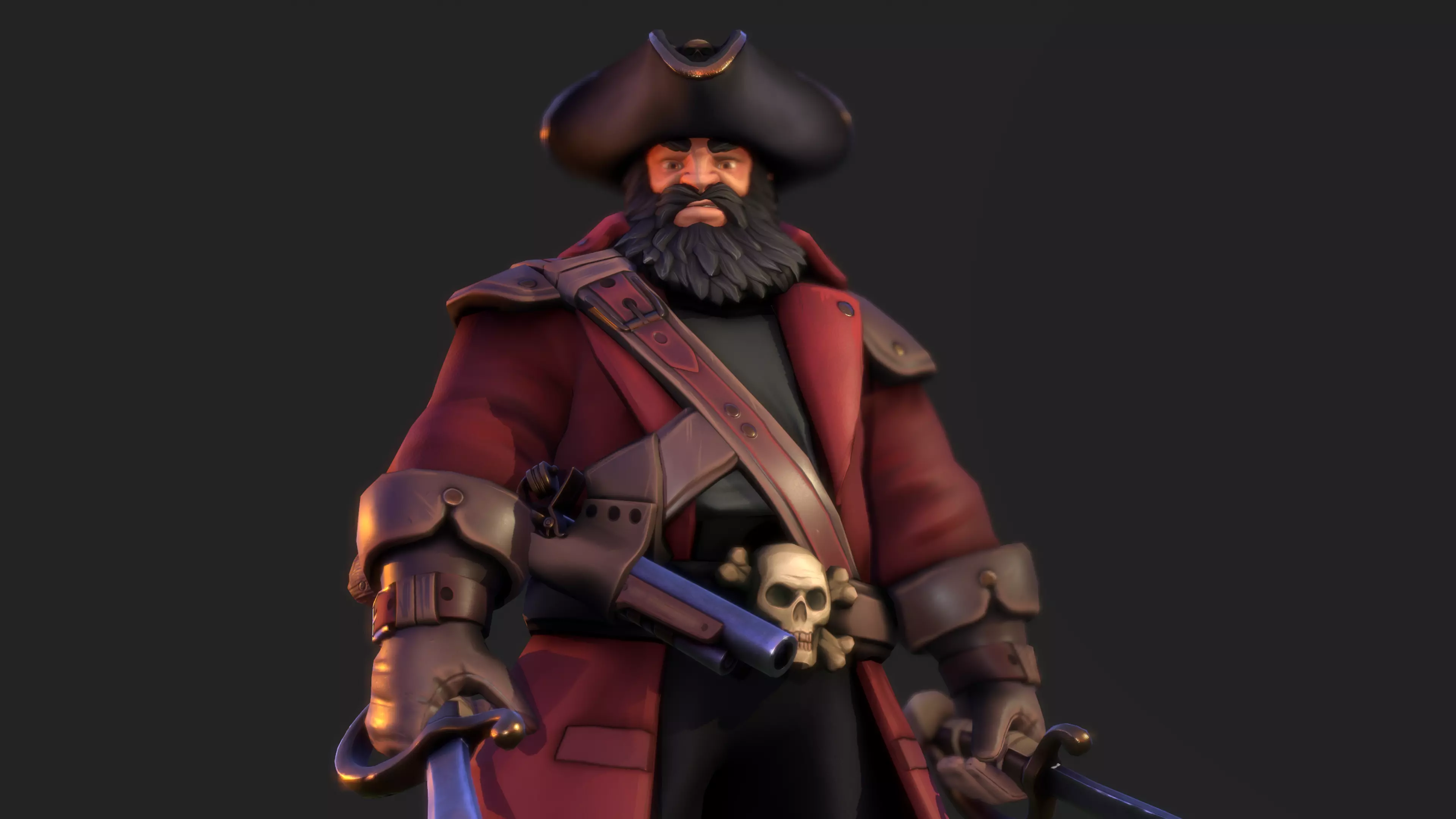 Pirate Captain PBR Low-poly 3D model_0
