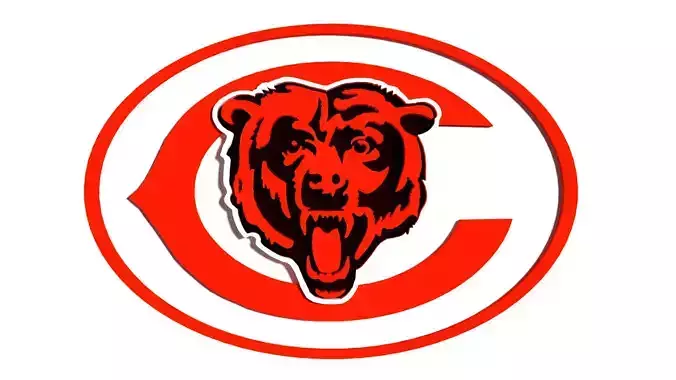 Chicago Bears two parts - red and white 3D model