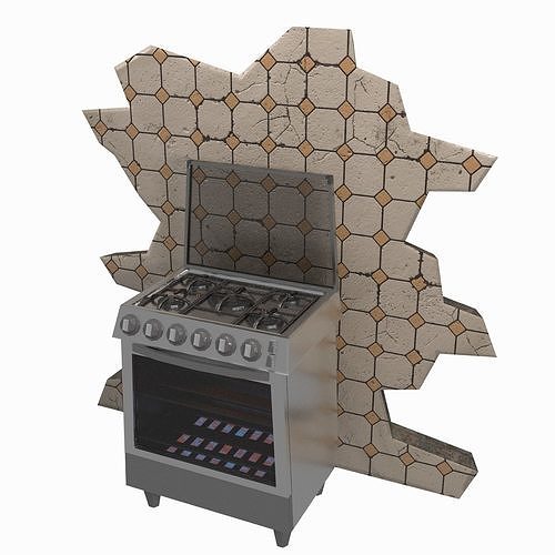 Stylized Kitchen Stove Low-poly 3D model