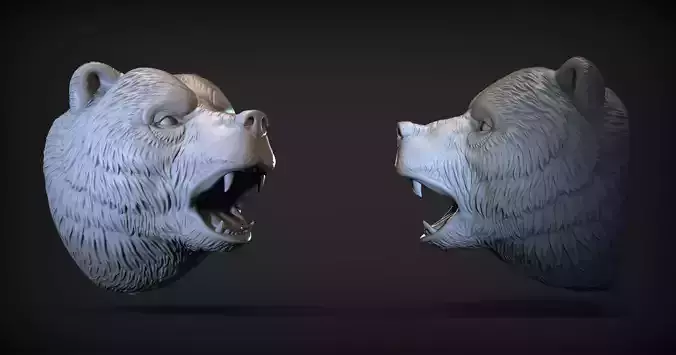  Angry Bear head 2 3D print model
