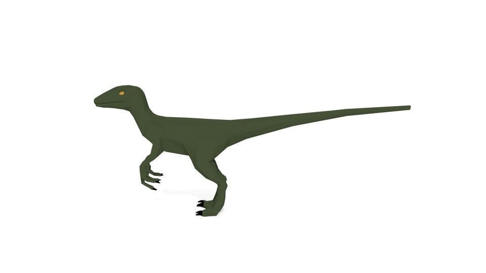 Low Poly Cartoon Velociraptor Dinosaur Low-poly 3D model_1