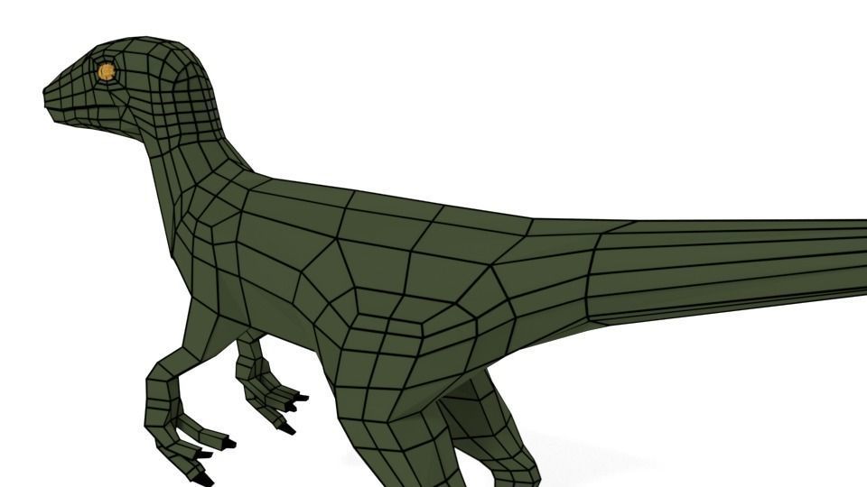 Low Poly Cartoon Velociraptor Dinosaur Low-poly 3D model_17
