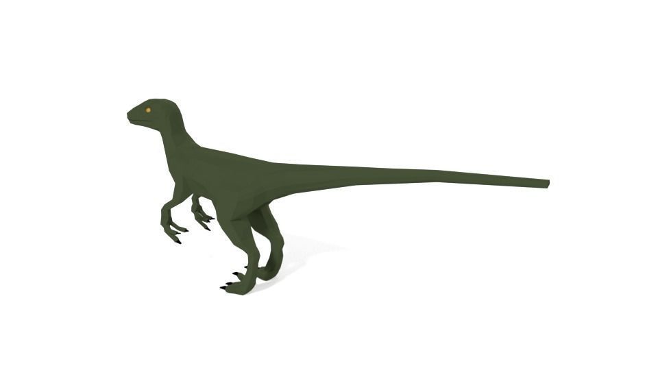 Low Poly Cartoon Velociraptor Dinosaur Low-poly 3D model_4