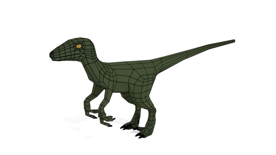 Low Poly Cartoon Velociraptor Dinosaur Low-poly 3D model_10