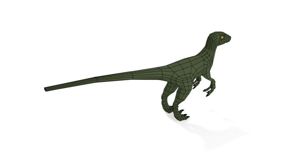 Low Poly Cartoon Velociraptor Dinosaur Low-poly 3D model_9