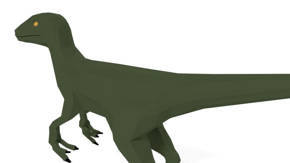 Low Poly Cartoon Velociraptor Dinosaur Low-poly 3D model_15