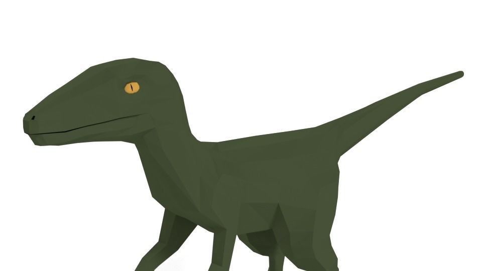 Low Poly Cartoon Velociraptor Dinosaur Low-poly 3D model_14