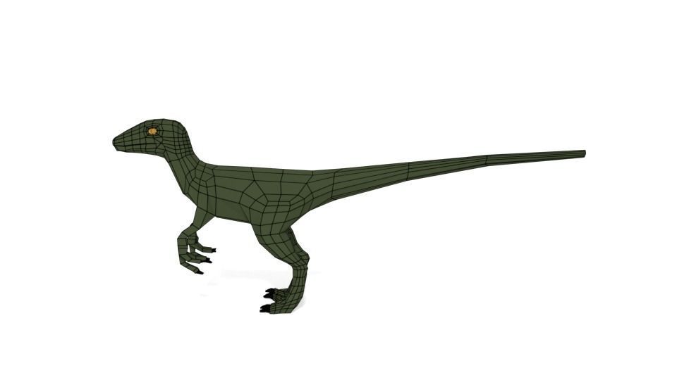 Low Poly Cartoon Velociraptor Dinosaur Low-poly 3D model_7