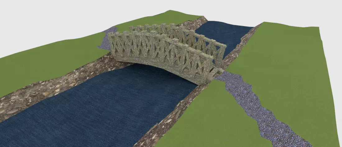 Blender 3D Bridge With River model Free low-poly 3D model