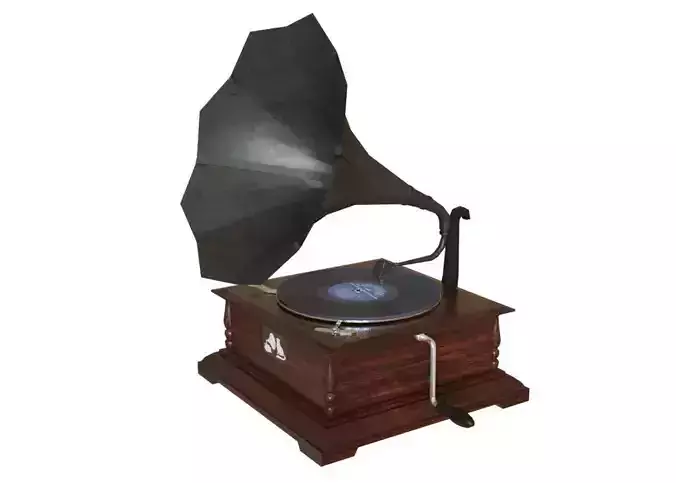 Black Gramophone Low-poly 3D model