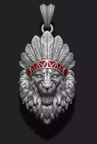 Native lion open mouth pendant  3D print model