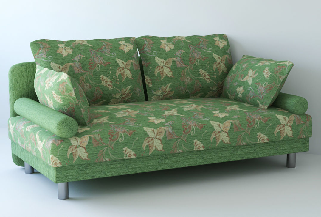 Low poly fabric armchair sofa Low-poly 3D model_2