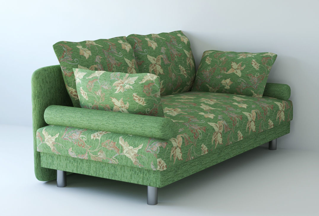 Low poly fabric armchair sofa Low-poly 3D model_3