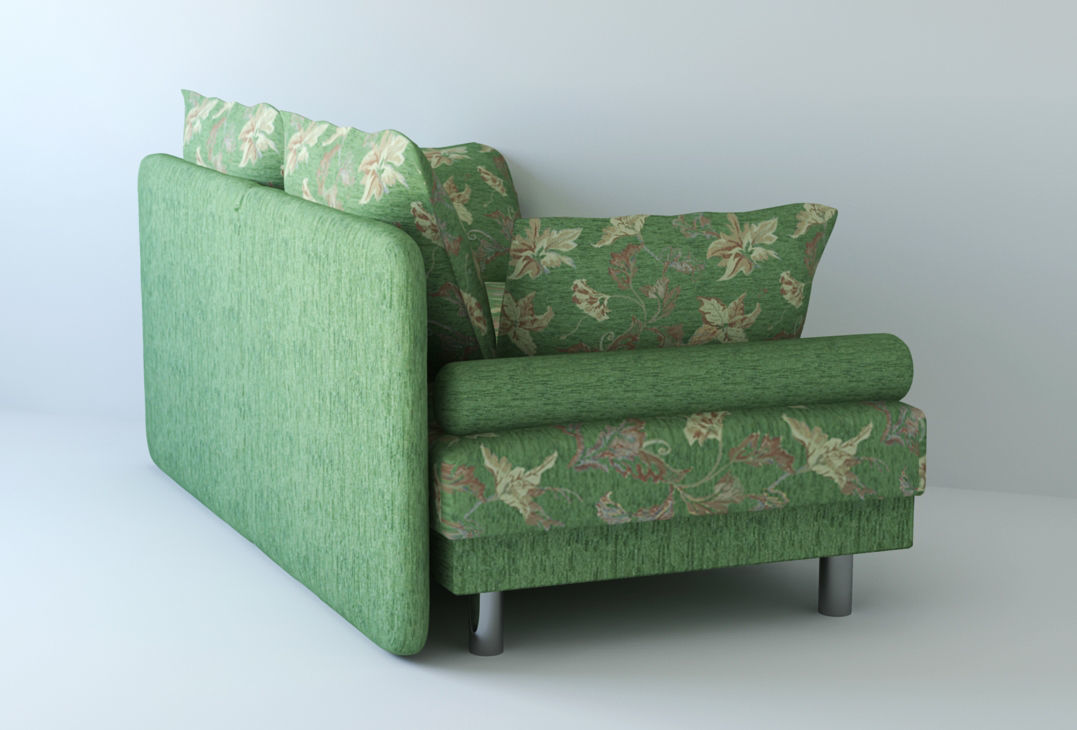 Low poly fabric armchair sofa Low-poly 3D model_4