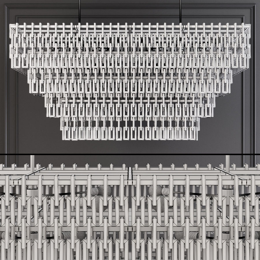 Restoration Hardware MARIGNAN LINEAR CHANDELIER 72 Nickel 3D model_1