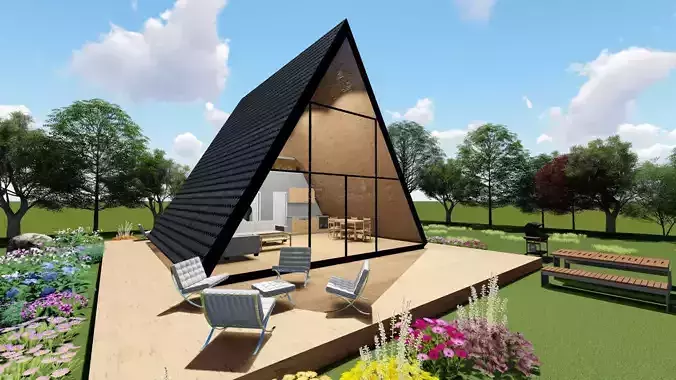 Triangle house design 3D model