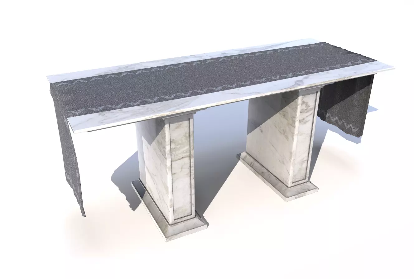 Marble church altar white Low-poly 3D model