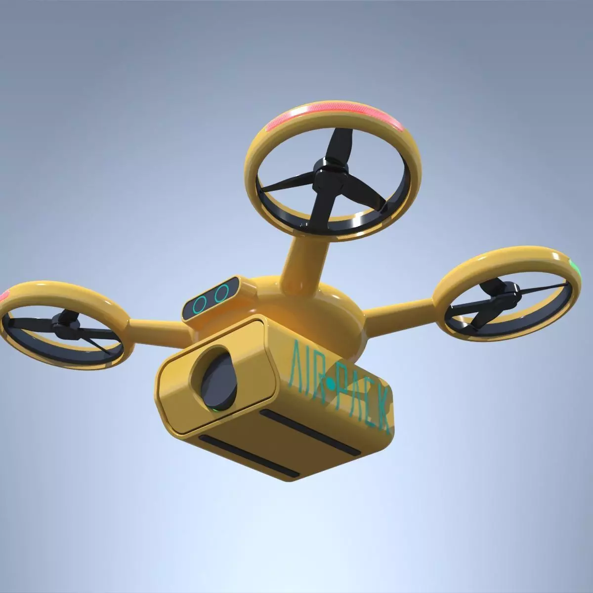 Delivery Drone Quadrocopter 3D model_0