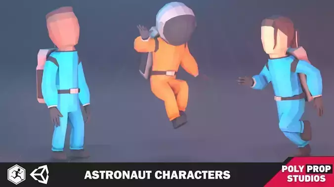 Astronaut Characters Pack Low-poly 3D model