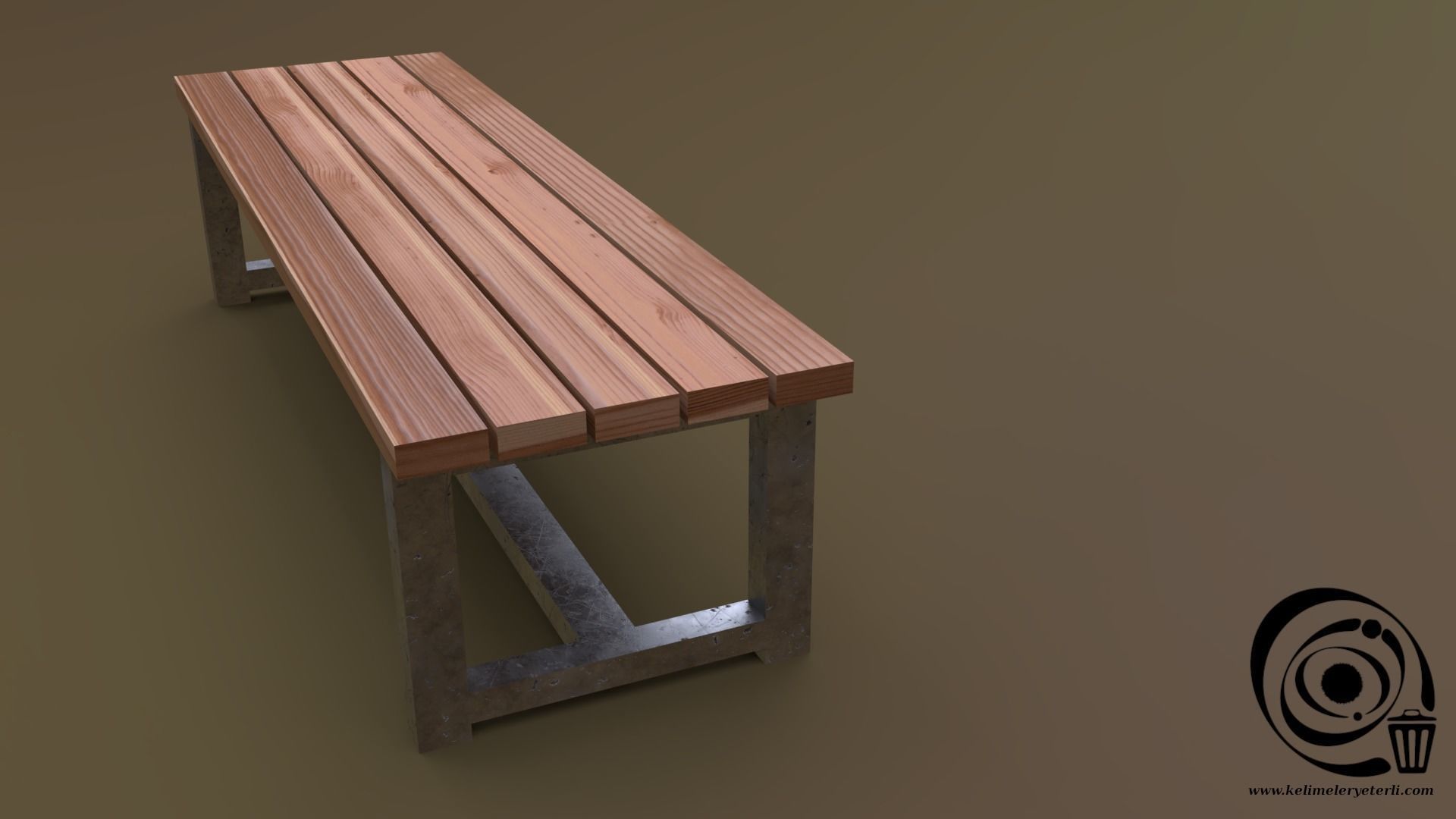 Bench 02 Low-poly 3D model_1