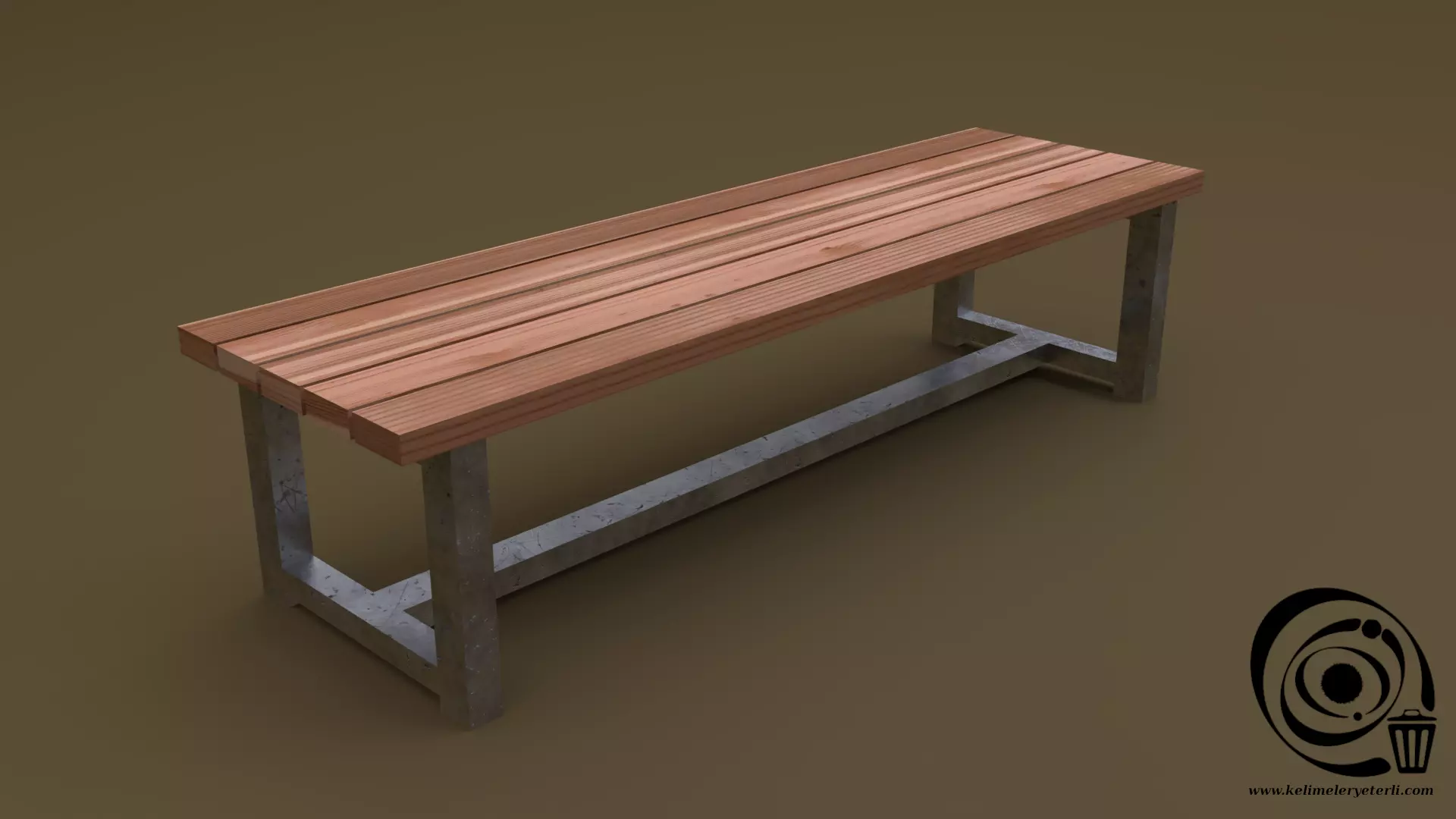 Bench 02 Low-poly 3D model_0