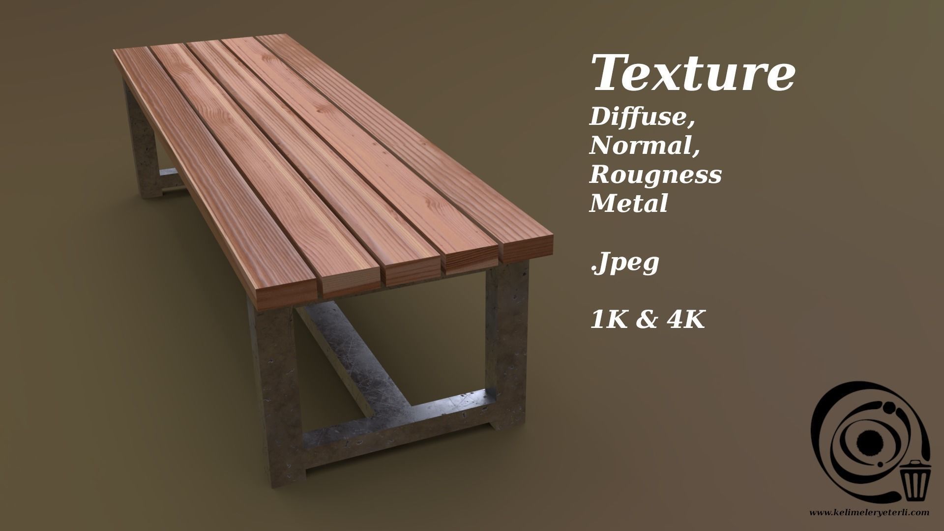 Bench 02 Low-poly 3D model_4