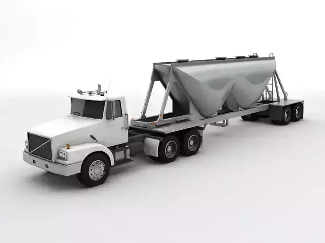 Semi Truck With Dry Cement Trailer