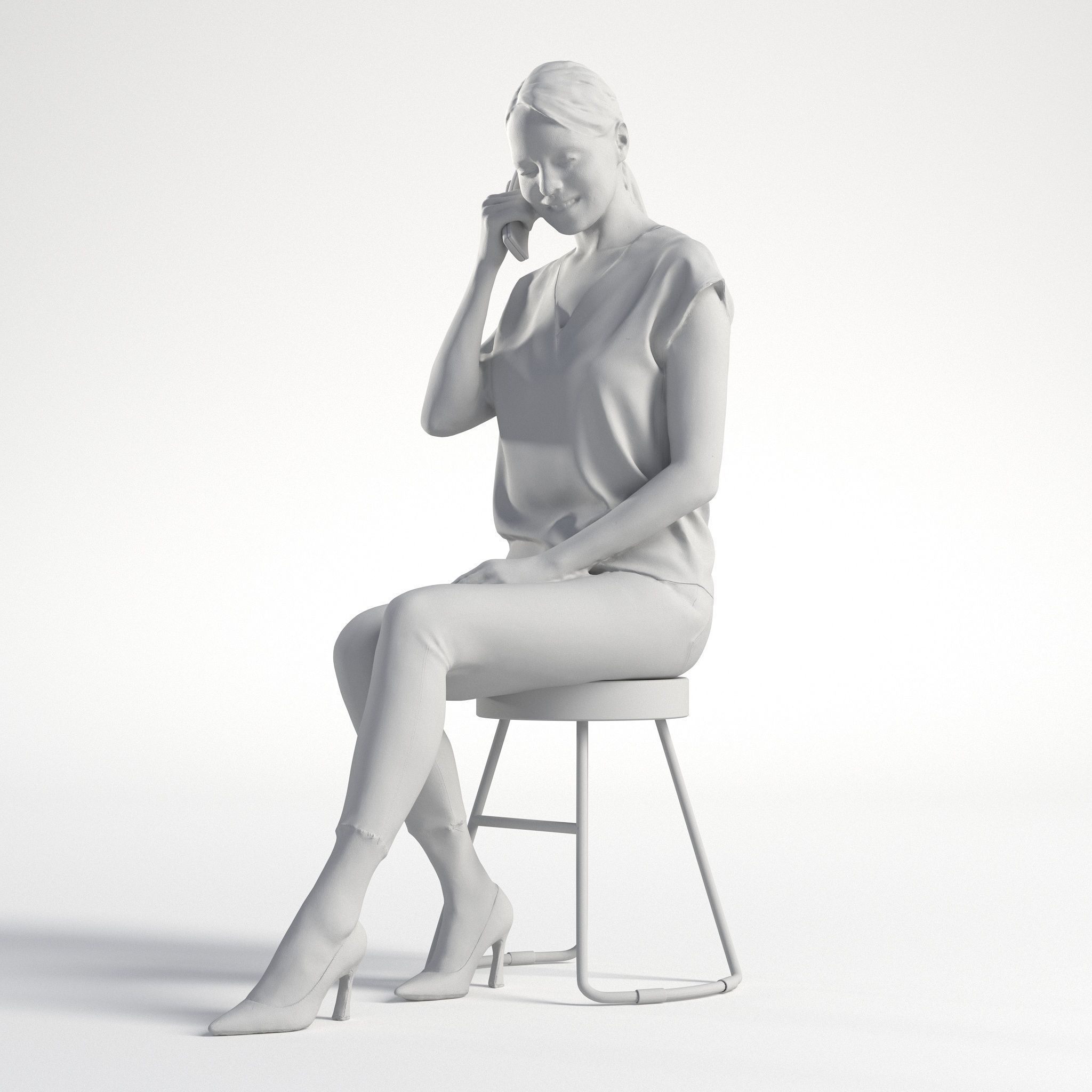 Woman Business Outfit Sitting Low poly Elena 1093 3D model_8
