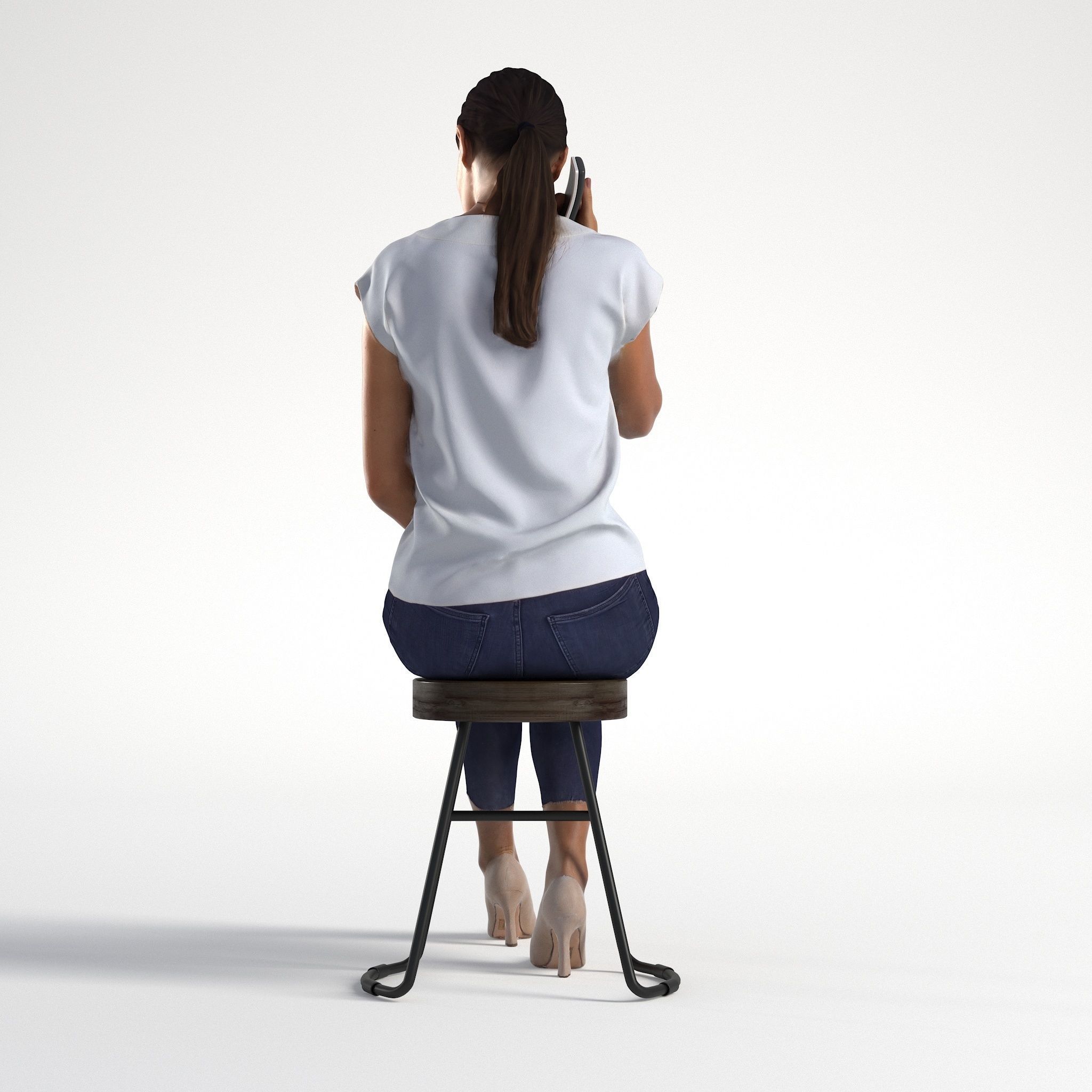 Woman Business Outfit Sitting Low poly Elena 1093 3D model_5