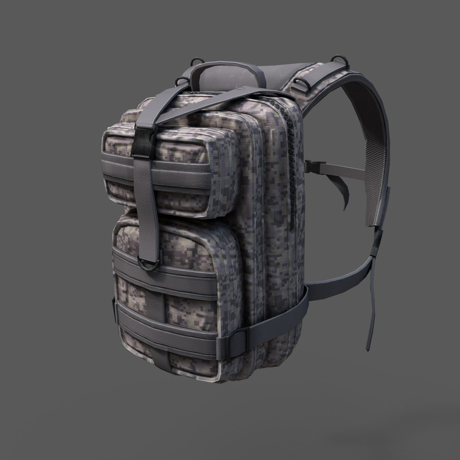 Backpack military  Low-poly 3D model_2