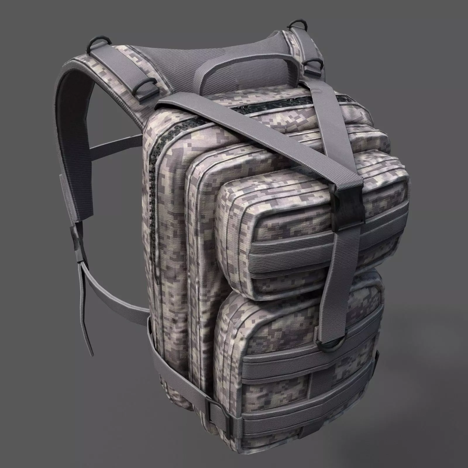 Backpack military  Low-poly 3D model_0