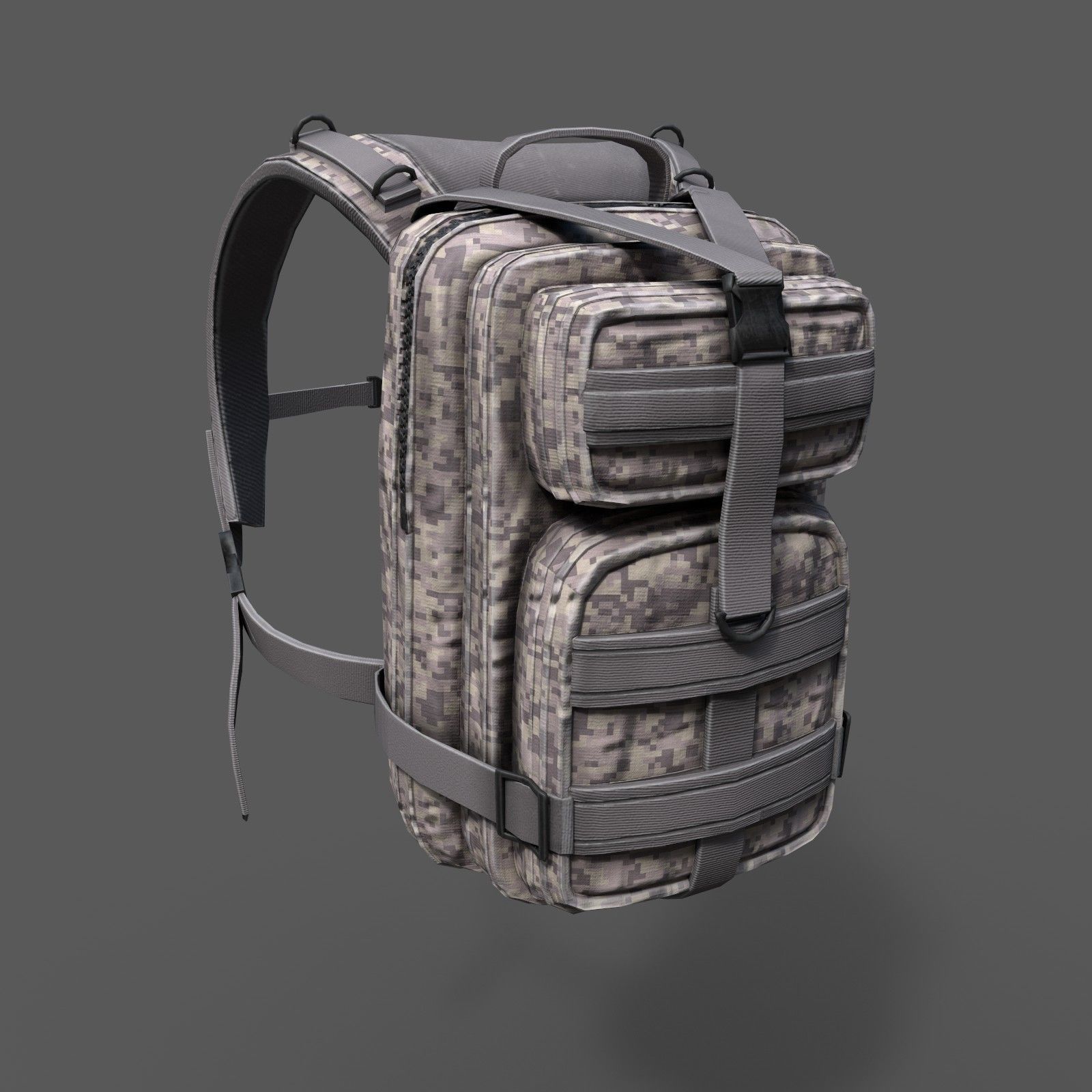 Backpack military  Low-poly 3D model_4