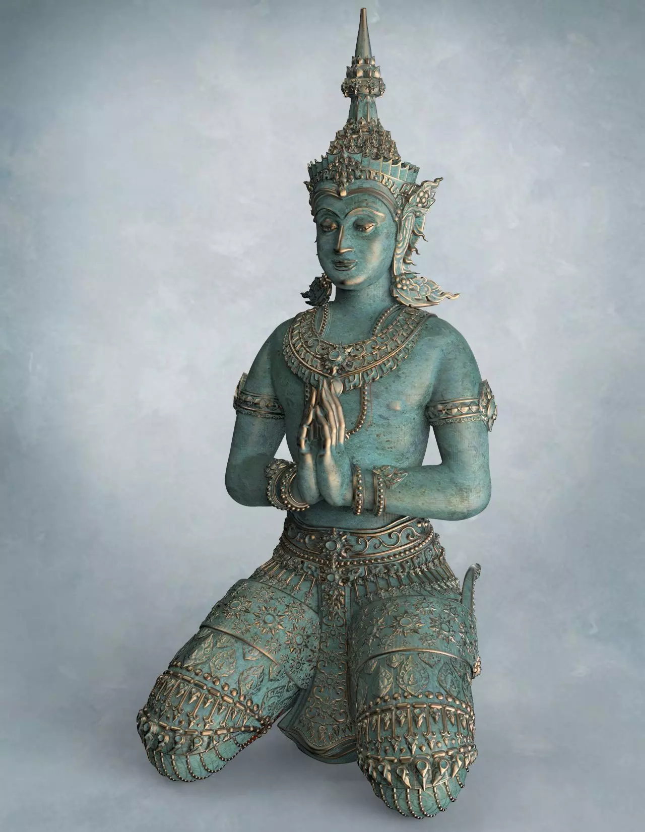 The Angle Thai Siting Hand - Thai Pattern 3D print model_0