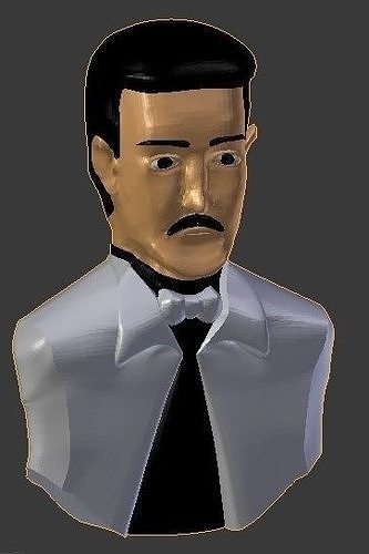 3d wolf man with mustache and tie 3D print model