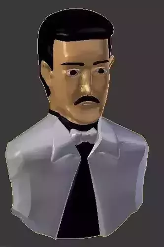 3d wolf man with mustache and tie
