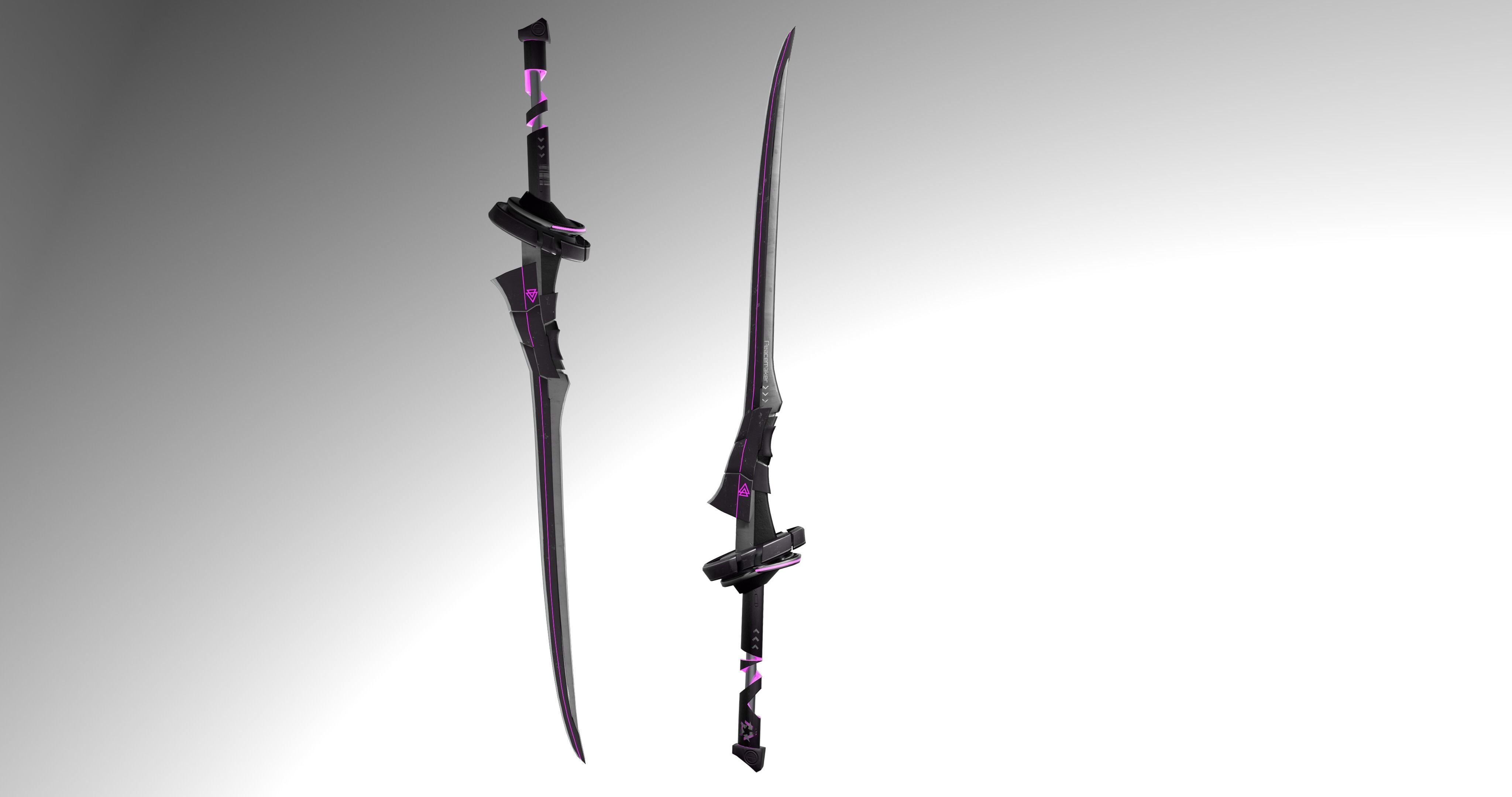 Cyberpunk katana - Peacemaker Low-poly 3D model_2