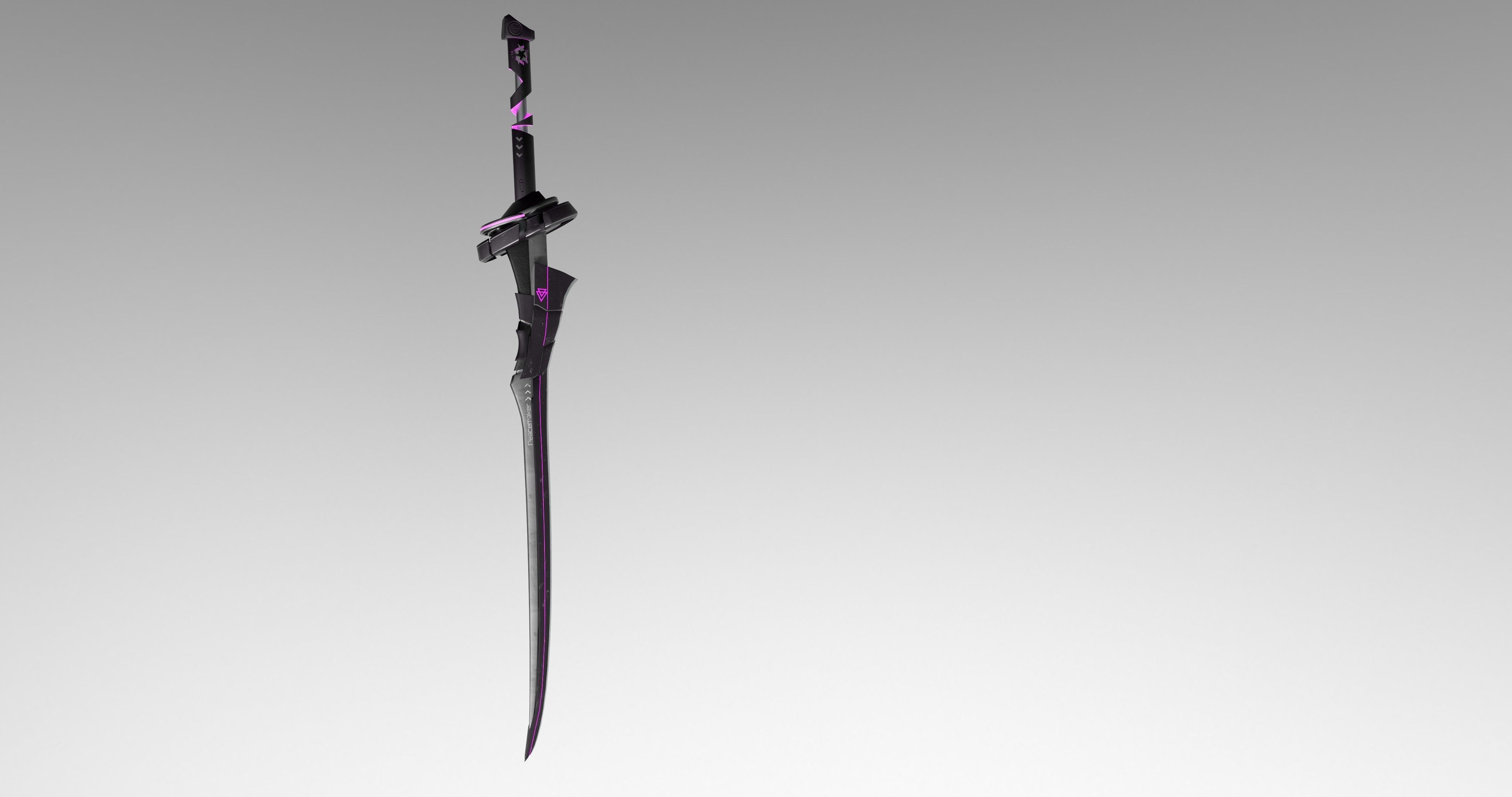Cyberpunk katana - Peacemaker Low-poly 3D model_1