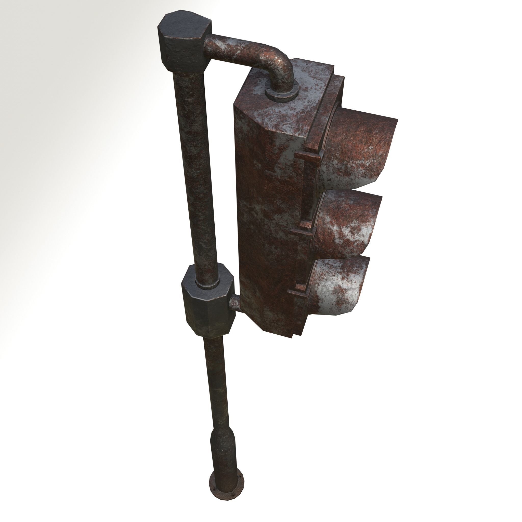 Game-ready rusty postapo retro traffic lights - Unity - UE4 Low-poly 3D model_6