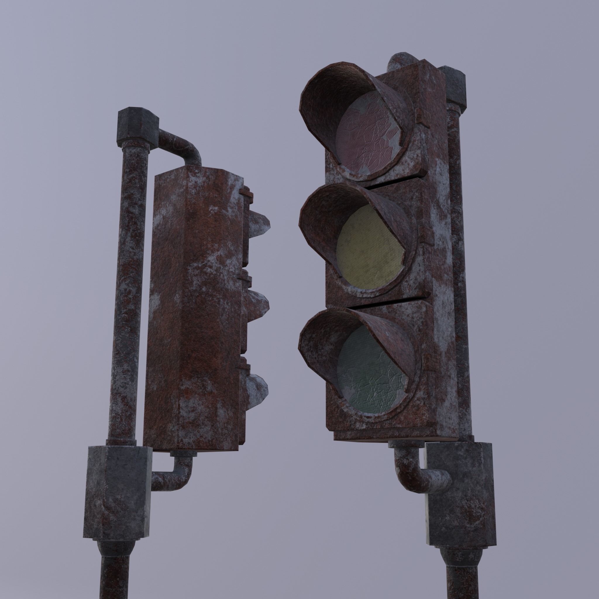 Game-ready rusty postapo retro traffic lights - Unity - UE4 Low-poly 3D model_18