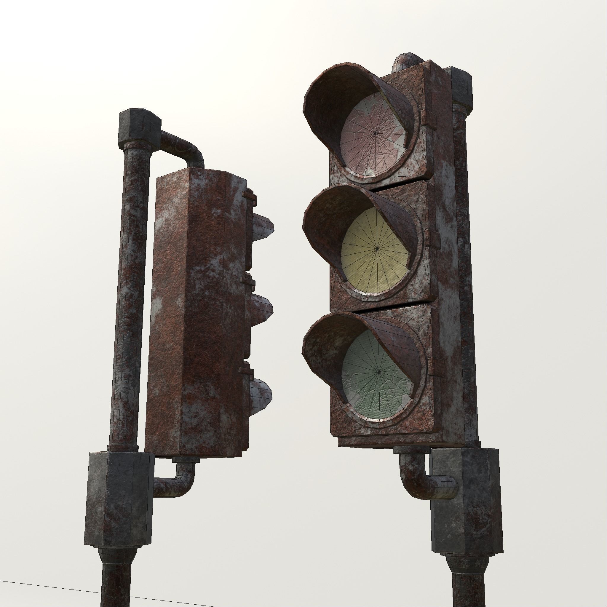 Game-ready rusty postapo retro traffic lights - Unity - UE4 Low-poly 3D model_20
